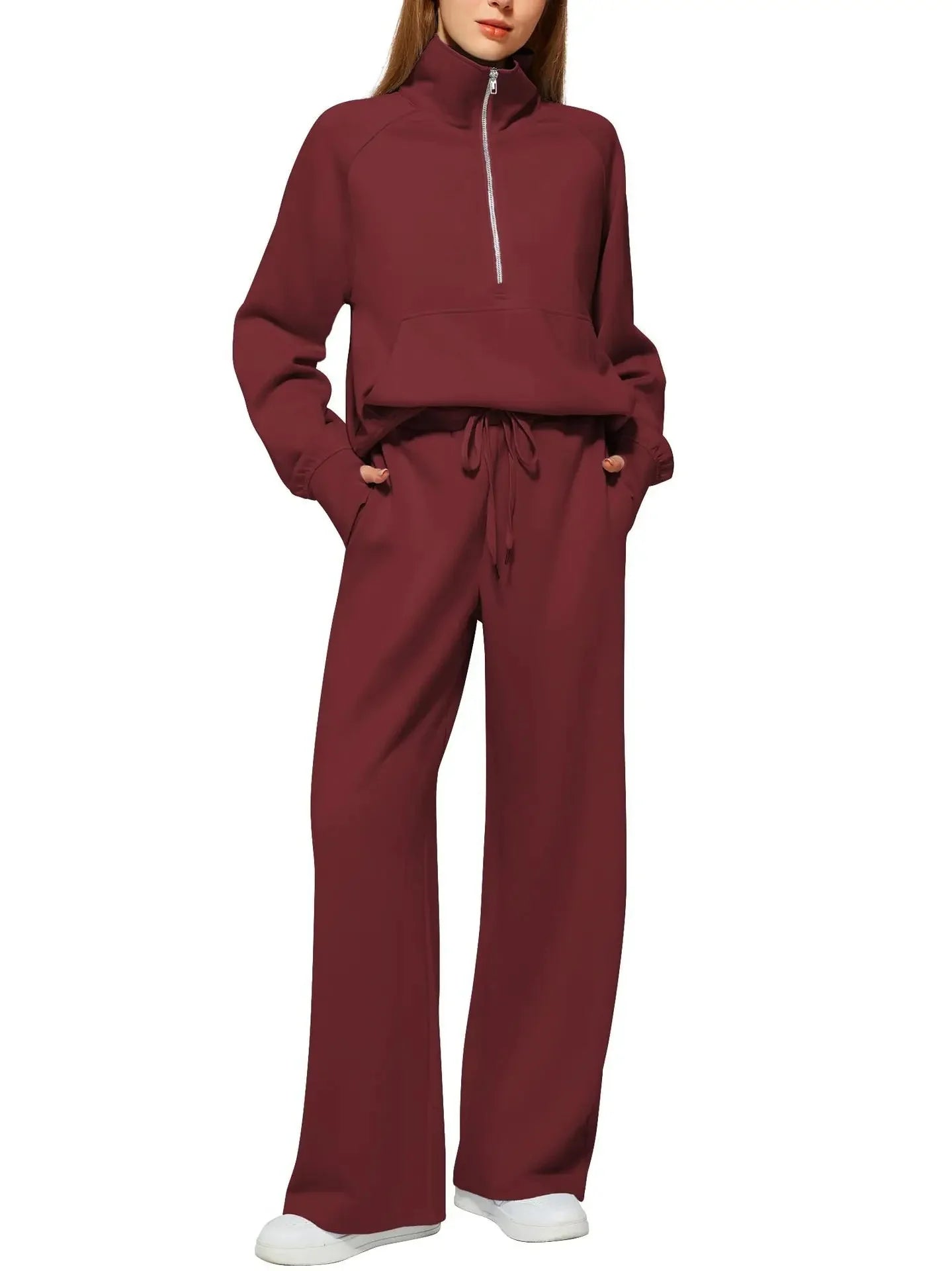 2025 Women's Style 2-Piece Set Oversized Zippered Ultra-Wide Leg Sweatpants Casual Suit Coat and Shorts