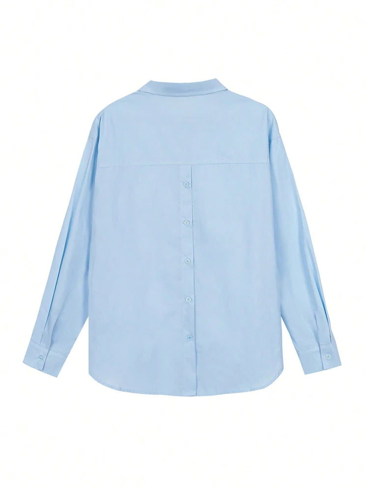 Spring/Summer 2026 New Arrivals Women's Casual Resort Solid-Colour Back-Button Shirt Fashion Streetwear Everyday Wear