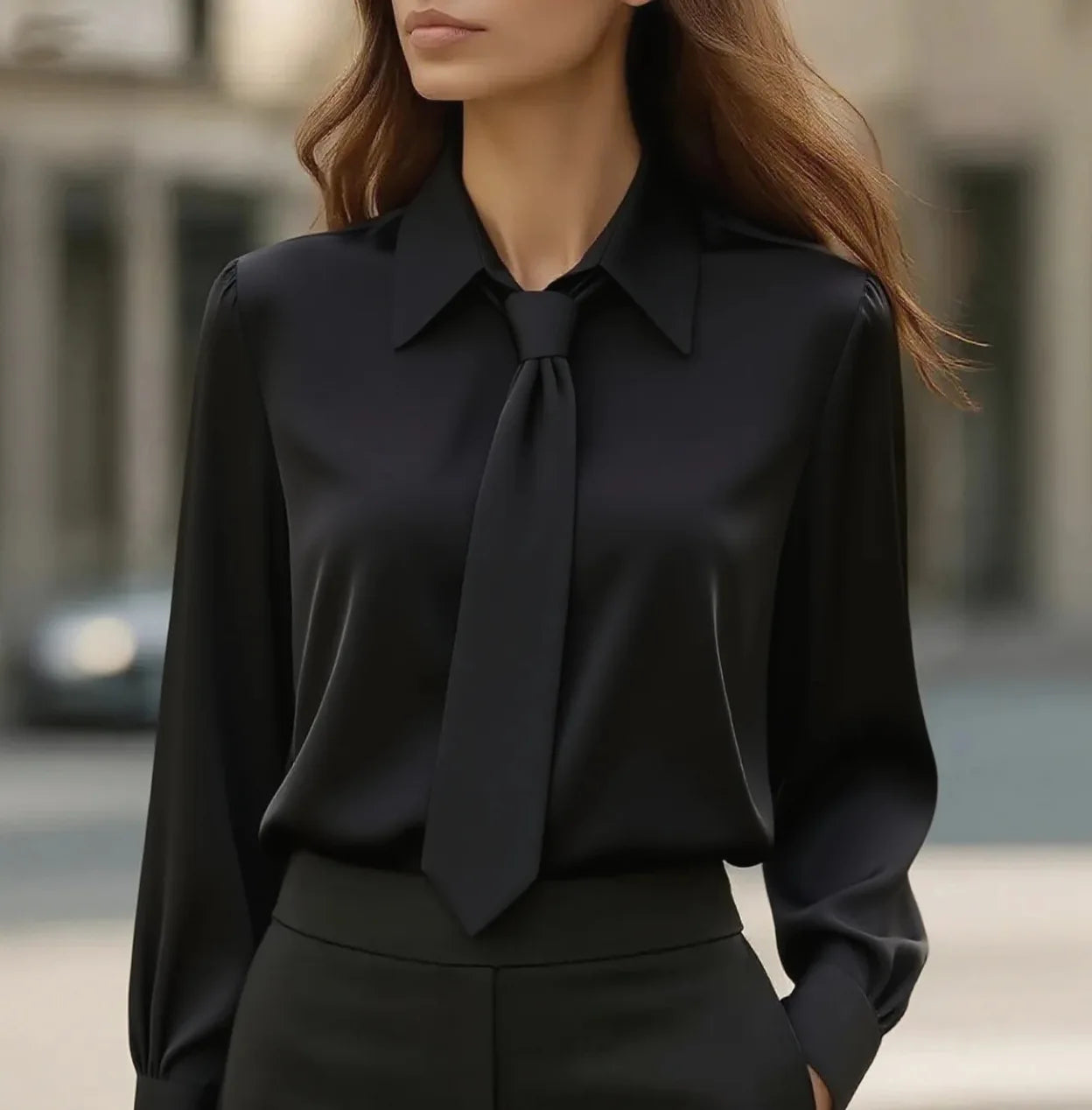 2025 New Spring Autumn Professional Shirt Fashion Casual Solid Color Long Sleeve Blouse with Tie Shirt Women's Office Clothing