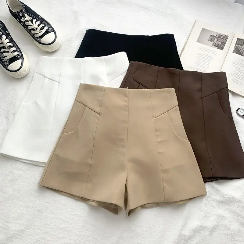 Summer Fashion High Quality Suit Shorts Women Elegant Slim Fit Black Shorts Female Basic All Match Streetwear Bottoms 2025 New